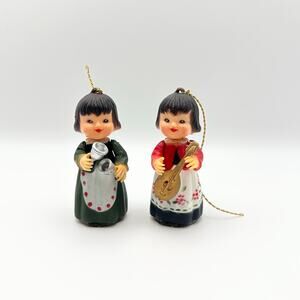 Vintage Set of 2 1978 CMA Holiday Music Makers Christmas Hand Painted Ornaments